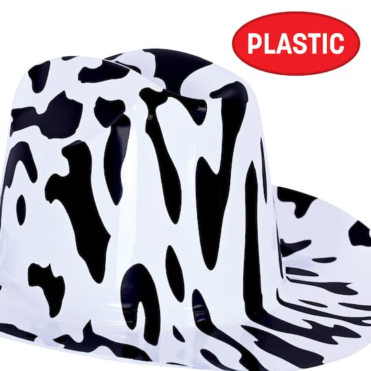 Cow Print Plastic Cowboy Hats, 5ct.